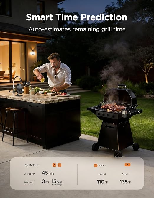 Bluetooth Digital Meat Thermometer with Smart App, Timer & Temperature Alerts
