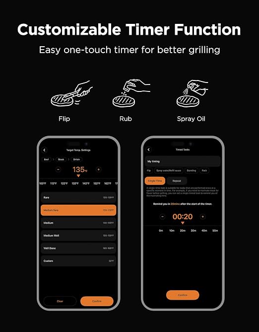 Bluetooth Digital Meat Thermometer with Smart App, Timer & Temperature Alerts