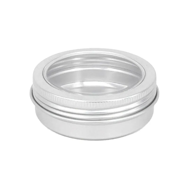 Aluminum tobacco tin with a transparent window