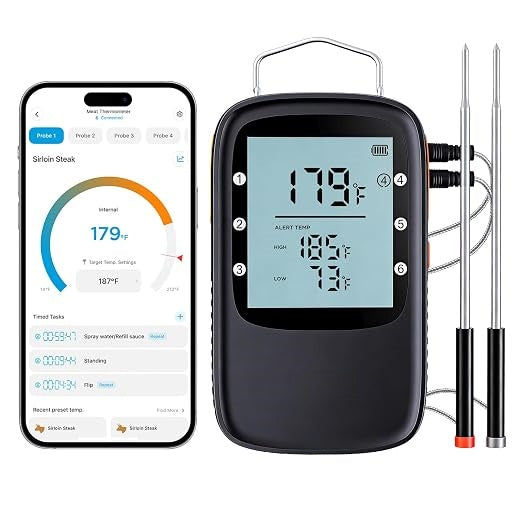Bluetooth Digital Meat Thermometer with Smart App, Timer & Temperature Alerts