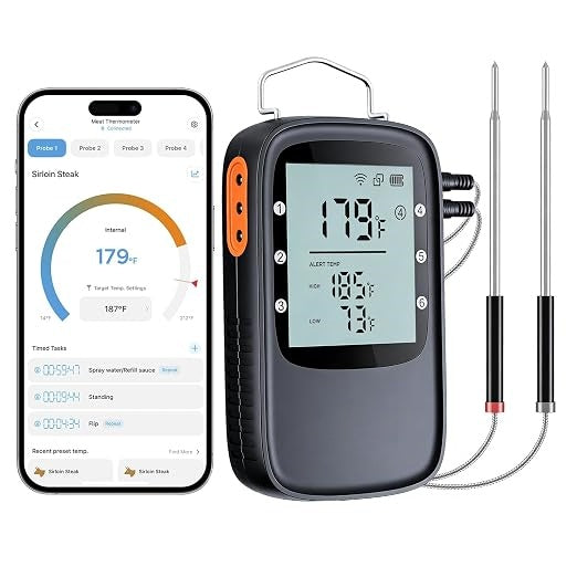 Bluetooth Digital Meat Thermometer with Smart App, Timer & Temperature Alerts