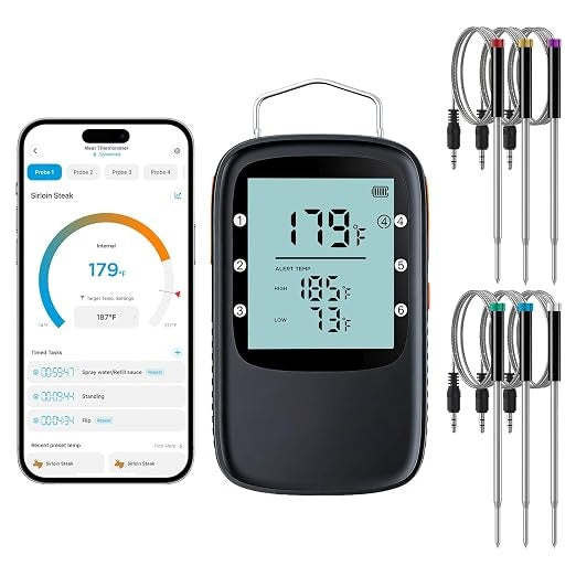 Bluetooth Digital Meat Thermometer with Smart App, Timer & Temperature Alerts
