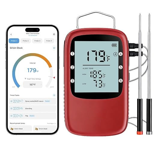 Bluetooth Digital Meat Thermometer with Smart App, Timer & Temperature Alerts